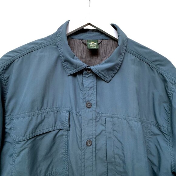 EMS Eastern Mountain Sports Mens Utility Shirt Large Teal Blue Nylon Mesh Hiking - Picture 7 of 11